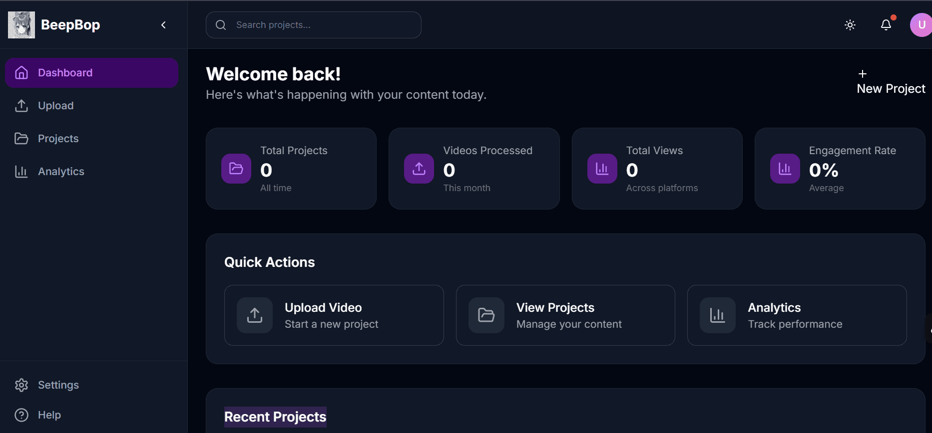 BeepBop Dashboard Preview
